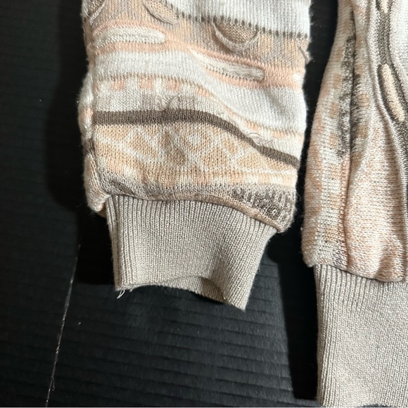 Women’s Vintage 90s Cooji Style 3D Knit Sweater Orange Cream Biggie Cosby MEDIUM - Picture 6 of 11
